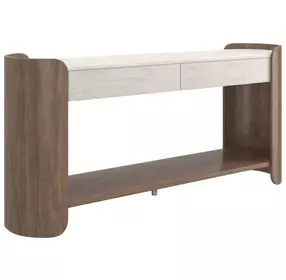 Fleur Porcini and Travertine 2 Drawer Console Table