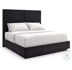 Meet U In The Middle Black Stain Ash Performance Fabric Upholstered Platform Bedroom Set