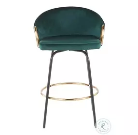 Claire Black Metal And Emerald Green Velvet With Gold Metal Accent Swivel Counter Height Stool Set Of 2