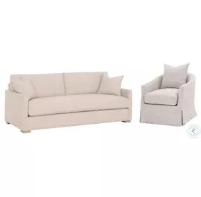 Clara Stone Basketweave Performance Fabric 86" Slim Arm Sofa