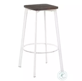 Clara Vintage White Metal And Espresso Bamboo Bar Stool Set Of 2
