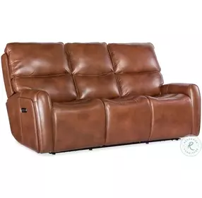 Tennyson Brown Leather Zero Gravity Power Reclining Living Room Set with Power Headrest And Lumbar