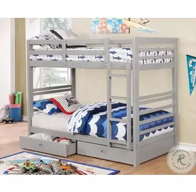 California Gray Twin Over Twin Bunk Bed
