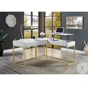 Freiburg Antique White Lift Top Corner Desk