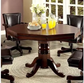 Rowan Cherry Octagonal Dining and Gaming Room Set with Cup Holder