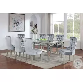 Adalia Silver And Dark Gray Wingback Chair Set of 2