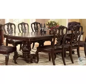 Bellagio Brown Cherry Rectangular Extendable Pedestal Dining Room Set