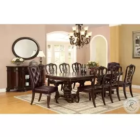 Bellagio Brown Cherry Rectangular Extendable Pedestal Dining Table