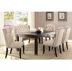 Sania Antique Black and Beige Upholstered Wingback Chair Set of 2