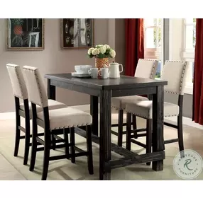 Sania Antique Black Counter Height Chair Set of 2