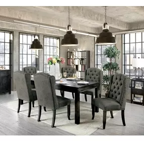 Sania Antique Black and Gray Upholstered Wingback Chair Set of 2