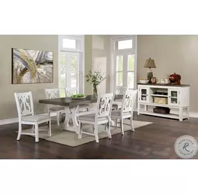 Auletta Gray And Distressed White Rectangular Extendable Dining Table