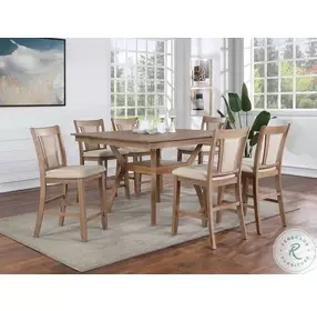 Upminster Natural And Beige Counter Height Stool Set of 2