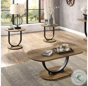 Olbia Rustic Oak And Sand Black 3 Piece Occasional Table Set