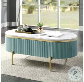 Koblenz Light Teal And White Faux Marble Top Occasional Table Set