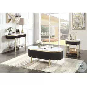 Koblenz Dark Walnut And White Faux Marble Top Cocktail Table