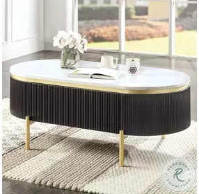 Koblenz Dark Walnut And White Faux Marble Top Occasional Table Set