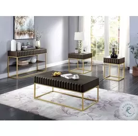 Augsburg Walnut And Gold Sofa Table