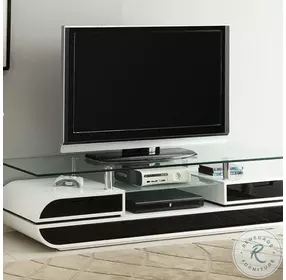 Evos Black And White 63" Glass Top TV Console