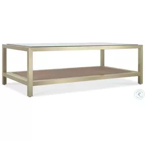 Melange Stainless Steel And Cane Glass Top Occasional Table Set