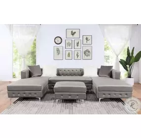 Ciabattoni Gray 4 Piece Sectional with Ottoman
