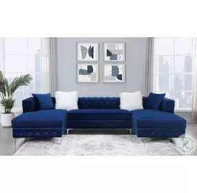 Ciabattoni Navy 3 Piece Sectional