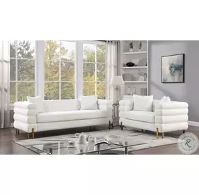 Landovery White And Gold Loveseat