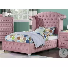 Zohar Pink Youth Upholstered Panel Bedroom Set