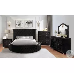 Sansom Black King Upholstered Storage Platform Bed