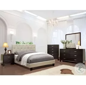 Leeroy Ivory King Upholstered Platform Bed