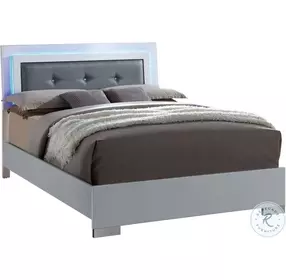 Clementine Glossy White Upholstered Panel Bedroom Set