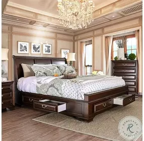 Brandt Brown Cherry Storage Sleigh Bedroom Set