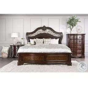 Menodora Brown Cherry Queen Panel Bed