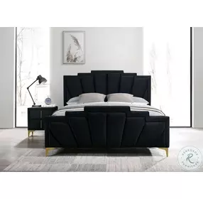 Florizel Black Queen Upholstered Platform Bed