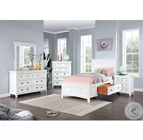 Castile White Twin Storage Platform Bed