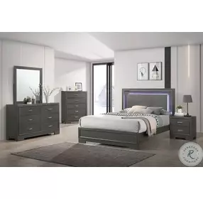 Alison Metallic Gray Queen Platform Bed