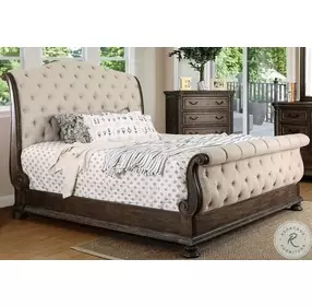 Lysandra Rustic Natural Tone Upholstered Sleigh Bedroom Set