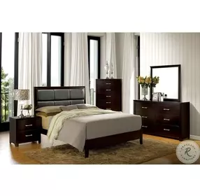 Janine Espresso California King Upholstered Panel Bed