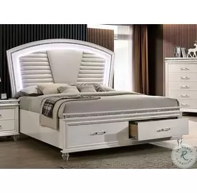 Maddie Pearl White And White Upholstered Storage Panel Bedroom Set