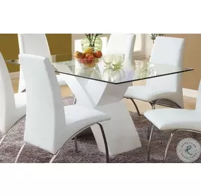 Wailoa White Glass Top Dining Room Set