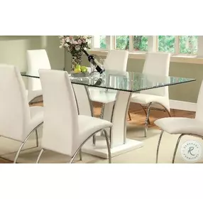Glenview White Glass Top Dining Room Set