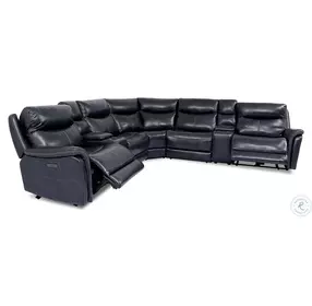 Braylee Dark Navy Leather 7 Piece Power Reclining Sectional