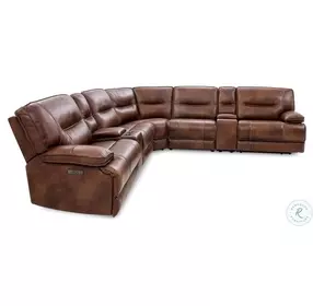 Louella Brown Leather 7 Piece Power Reclining Sectional