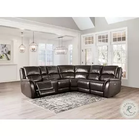 Gorgius Espresso Leather 6 Piece Power Reclining Sectional