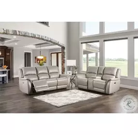Gorgius Light Gray Power Reclining Loveseat