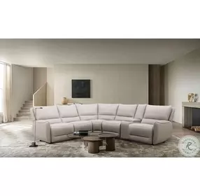 Hestia Beige Leather 6 Piece Power Reclining Sectional