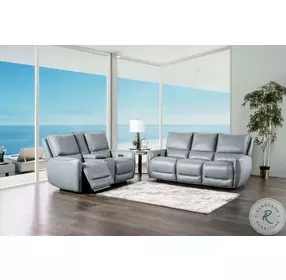 Phineas Pale Blue Power Reclining Sofa