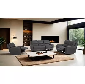 Demetrius Dark Gray Power Recliner with USB Charging