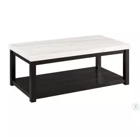 Evie White Marble And Black Rectangular Occasional Table Set