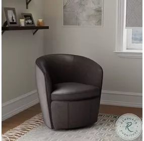 Barolo Vintage Slate Leather Swivel Club Chair